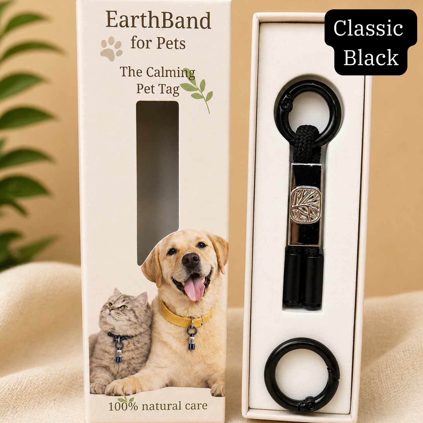 Classic Black Calming Pet Tag